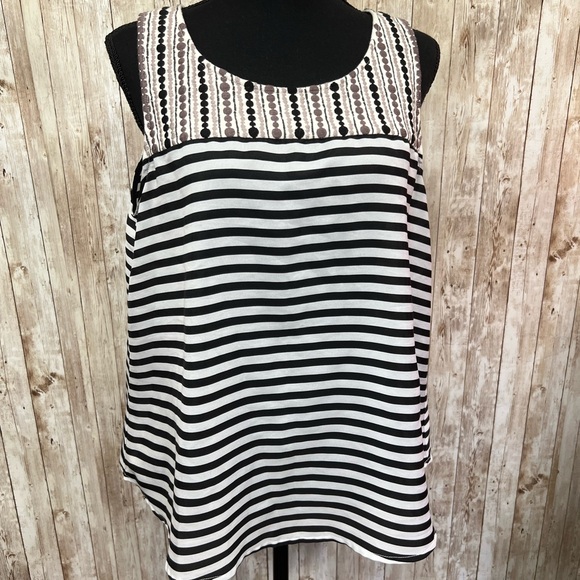 THML Tops - THML Black and White Embellished Sleeveless Tank Top